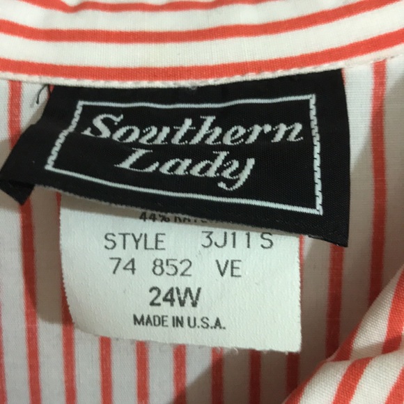 Orange White Stripe Blouse - Picture 3 of 5